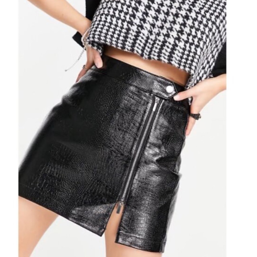 Topshop Black Faux Leather Mini Skirt